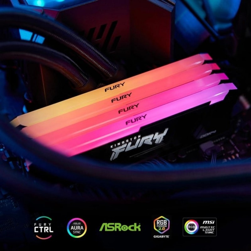 Kingston Пам'ять ПК DDR4 32GB KIT (16GBx2) 3600 FURY Beast RGB