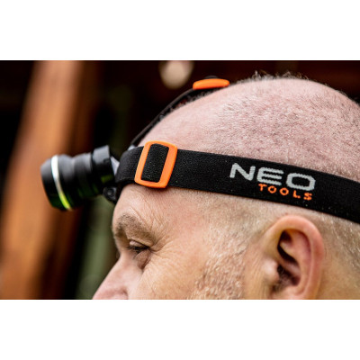 Neo Tools Ліхтар налобний на батарейках, AAAх3, 400лм, 5Вт, 3 функції освітлення, зум Neo Tools Ліхтар налобний на батарейках, AAAх3, 400лм, 5Вт, 3 функції освітлення, зум