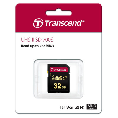 Transcend SDXC/SDHC 700S[Карта пам'яті SD 32GB C10 UHS-II U3 R285/W220MB/s 4K]