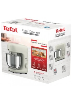 Tefal Міксер планетарний Bake Essential 800Вт, насадки-3, чаша-нерж., метал, 4.8л, білий