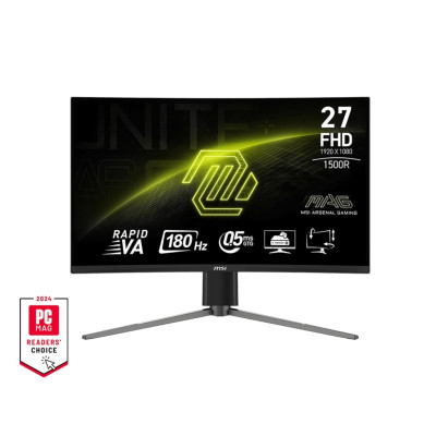 MSI Монітор 27" MAG 27C6PF 2x HDMI, DP, Audio, VA, 180Hz, 0.5ms, sRGB 93%, CURVED, AdaptiveSync, HAS