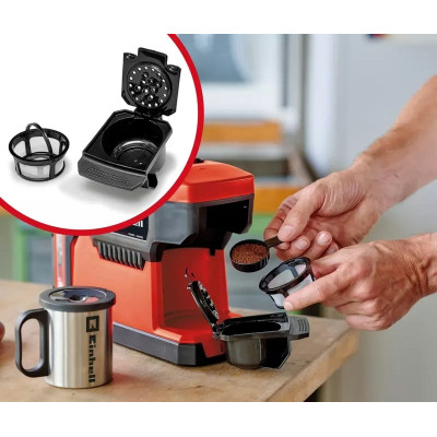 Einhell Кофемашина акумуляторна TE-CF 18 Li - Solo PXC 18В 240мл 80°С 1.2кг без АКБ та ЗП Einhell Кофемашина акумуляторна TE-CF 18 Li - Solo PXC 18В 240мл 80°С 1.2кг без АКБ та ЗП