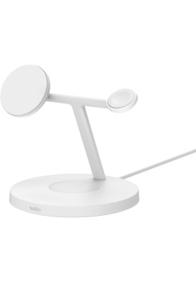 Belkin Зарядне пристрій бездротовий 3в1 Magnetic Pad Qi2 15Вт, білий