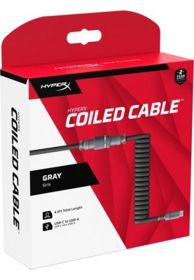 HyperX Кабель USB-A - USB-C спіральний, 1.37м Grey/Black