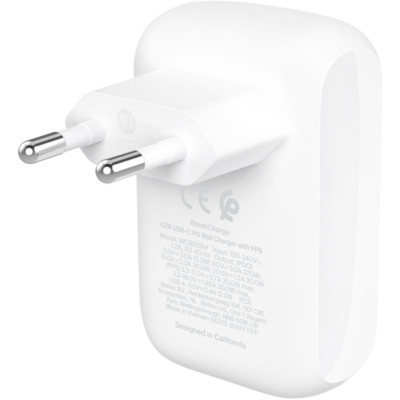Belkin Зарядний пристрій мережевий 42Вт USB-C PD PPS 30Вт, USB-A 12Вт, білий