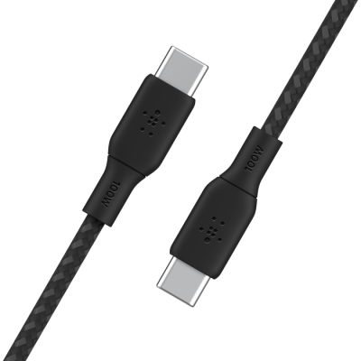 Belkin Кабель заряджання/синхронізації USB-С > USB-С 3м, 100Вт, плетений, чорний Belkin Кабель заряджання/синхронізації USB-С > USB-С 3м, 100Вт, плетений, чорний