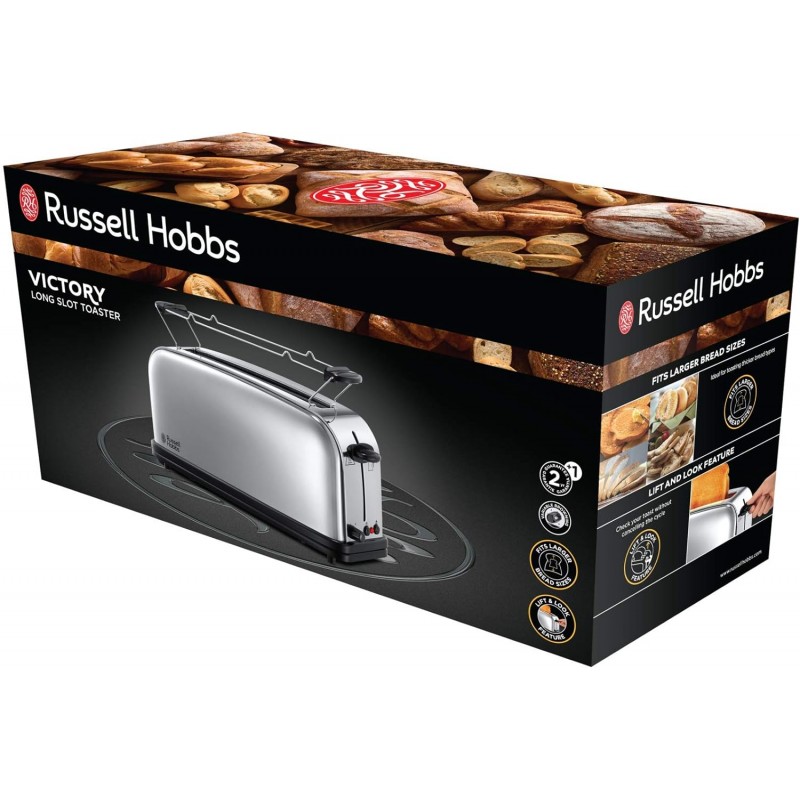 Russell Hobbs Тостер Chester, 1000Вт, метал, довгі слоти, сріблястий