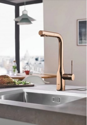 Grohe Змішувач для кухні Essence, довж.виливу - 204мм, поворотний/витяжний, 1важіль, теплий захід сонця