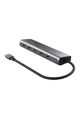 Trust Хаб Halyx USB-C > 5xUSB-C , Алюміній, 0.1м, сірий