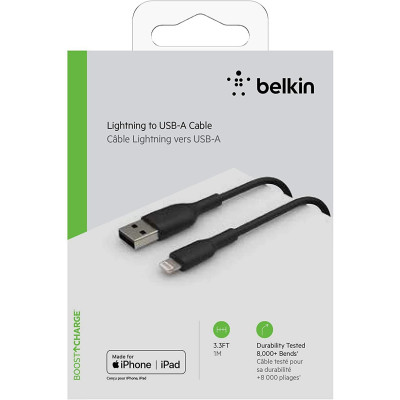 Belkin Кабель USB-A > Lightning заряджання/синхронізації 1м, 12Вт, PVC, чорний