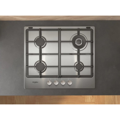 Whirlpool Варильна поверхня газова, 60см, чугун TKRL661IXEU
