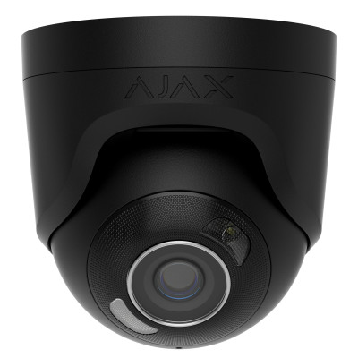 Ajax IP-Камера дротова TurretCam HL black 5мп, 2.8мм, гібридне підсвічування IR 35м, білий Led 50м, Poe, True WDR, IP 65, ІЧ 35м, аудіо, кут огляду 100° до 110°, купольна, чорна