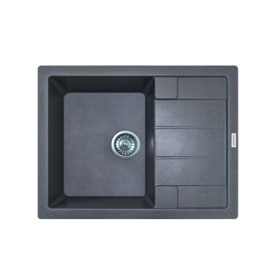 Adamant Мийка кухонная Anila, штучний камінь, прямокут., з крилом, 645х495х200мм, чаша - 1, врізна, сірий