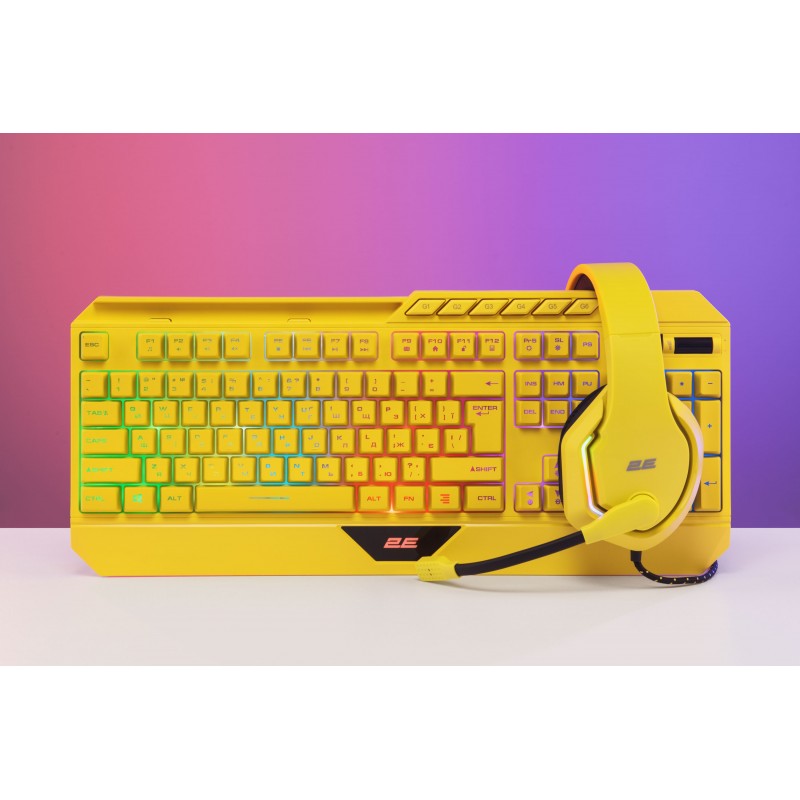 2E Gaming Клавіатура мембранна KG315 110key, USB-A, EN/UA, RGB, жовтий