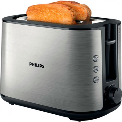 Philips Тостер Viva Collection, 950Вт, пластик+ метал, чорний+нерж