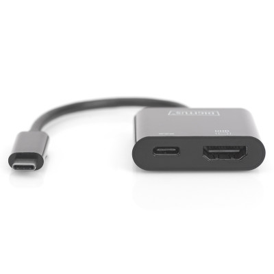 Digitus Адаптер USB-C - HDMI+USB-C UHD 4K, M/F, 0.11 m
