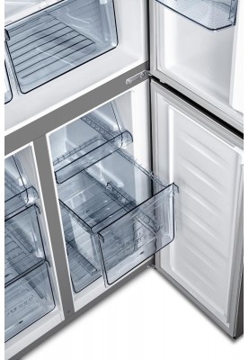 Gorenje Холодильник SBS, 182х64х80см, 4 двері, 265(129)л, А++, Інвертор , Зона св-ті, Внутр. Диспл, Нерж