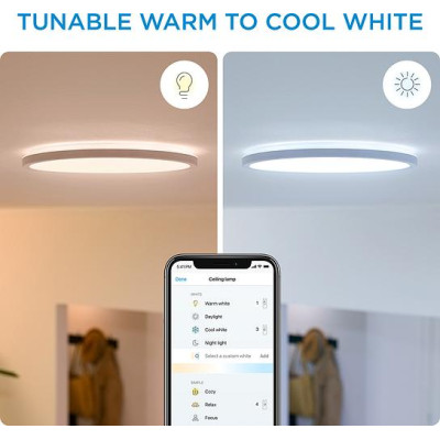WiZ Світильник стельовий розумний SuperSlim Ceiling, 16W, 1500lm, 29,2см, 2700-6500K, Wi-Fi, білий