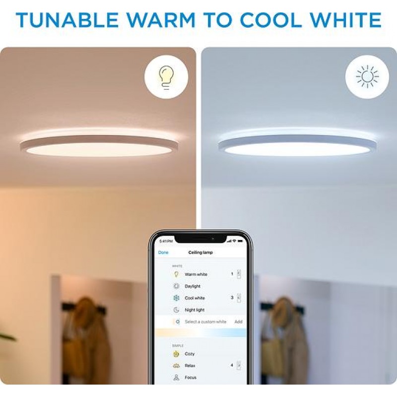 WiZ Світильник стельовий розумний SuperSlim Ceiling, 16W, 1500lm, 29,2см, 2700-6500K, Wi-Fi, білий