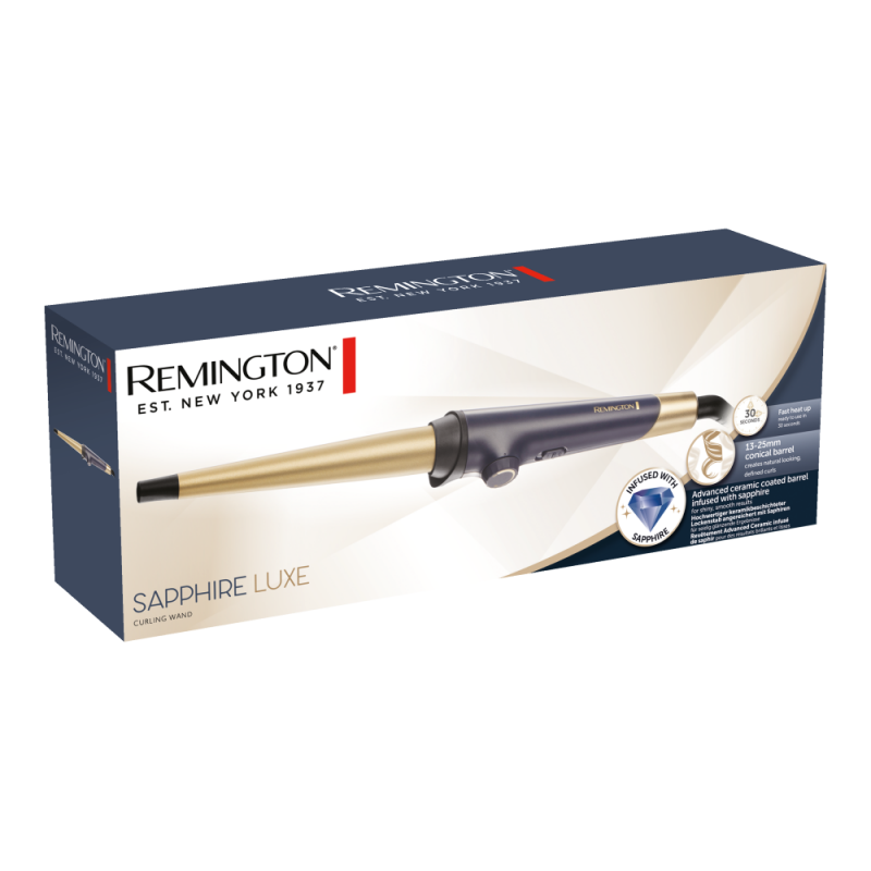 Remington Плойка Sapphire Luxe, конусна, D -13-25 mm, 130-200С, чохол, кераміка, сапфіровий