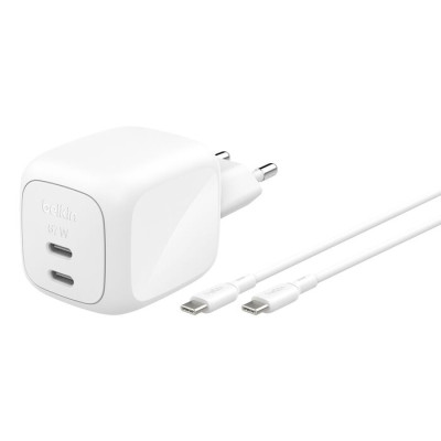Belkin Зарядне пристрій мережевий Belkin 67Вт 2хUSB-С GAN PD PPS, кабель USB-С > USB-C, 2м, білий