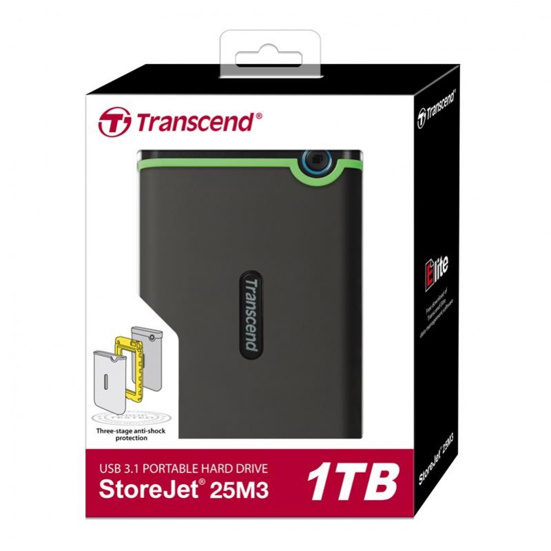 Transcend StoreJet 25M3[Портативний жорсткий диск 1TB USB 3.1 StoreJet 25M3 Сірий]