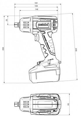 Metabo Гайковерт ударний SSW 18 LTX 400 BL, акумуляторний, Li-Power, 18В 2*4Ач