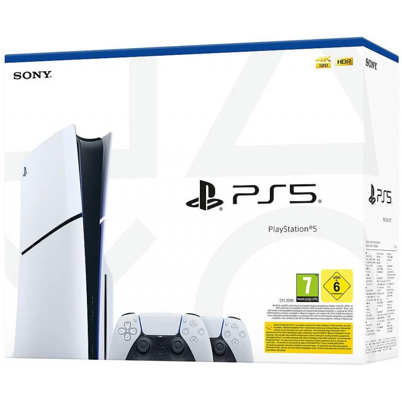 PlayStation Ігрова консоль 5 Slim Blu-ray (2 геймпади Dualsense)