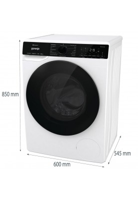 Gorenje Пральна машина фронтальна, 8кг, 1400, A+++, 55см, дисплей, інвертор, пара, Wi-Fi, білий