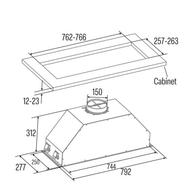 Cata Витяжка вбудована, 75см, 1200м.куб/год, Gt-Plus 75 x, нерж Cata Витяжка вбудована, 75см, 1200м.куб/год, Gt-Plus 75 x, нерж