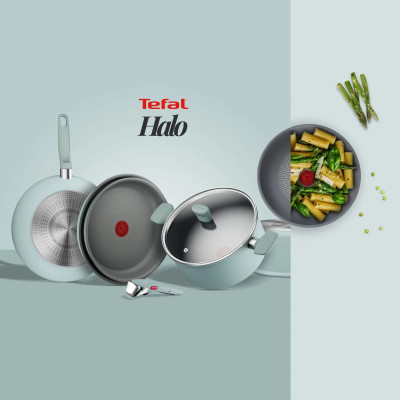 Tefal Сковорода Halo EUCALYPTUS, 30 см, алюміній, бакеліт, сірий