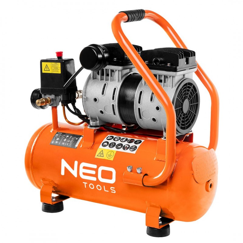 Neo Tools 12K020 Компресор, безмасляний, 230В, 12л, 8 Бар, 105л/хв, 500Вт, прямий привід, індукційний, IP20