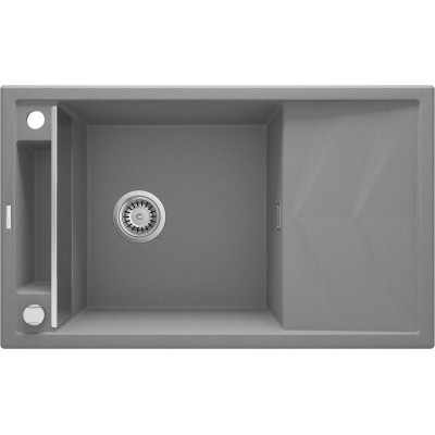 Deante Мийка кухонна Magnetic, граніт, прямокут., з крилом, 820х500х219мм, чаша - 1, накладна, сірий