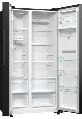 Gorenje Холодильник SBS, 179х67х92см, 2 двері, 353(191)л, А++, NF+, Інв., Зона св-ті, диспенсер, генератор льоду, Зовн. Диспл, чорний