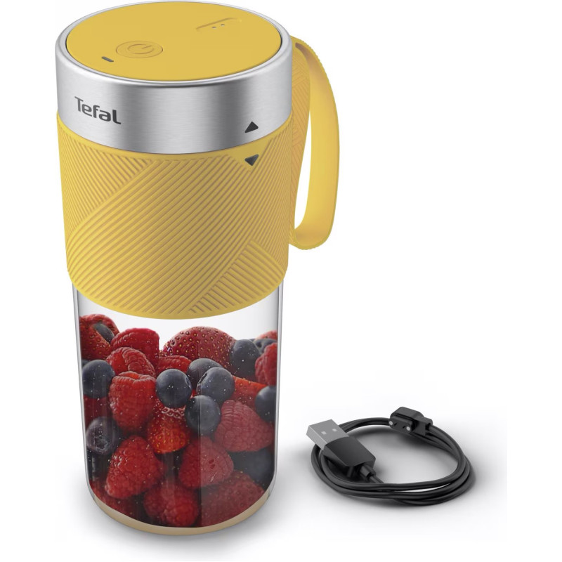 Tefal Блендер Lightmix портативний для смузі, чаша-300мл, USB, тритан, жовтий