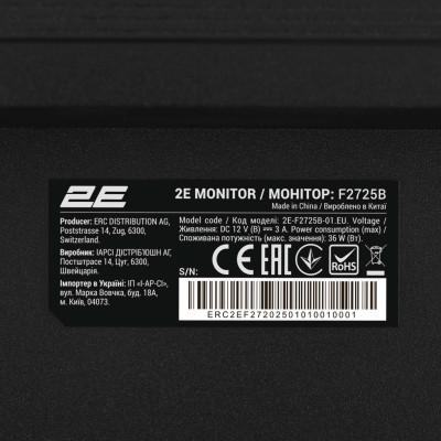2E Монітор 2E 27" F2725B D-Sub, HDMI, IPS, 100Hz 2E Монітор 2E 27" F2725B D-Sub, HDMI, IPS, 100Hz