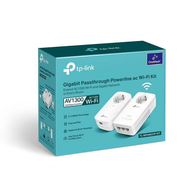 TP-Link Адаптер PowerlineTL-WPA8631PKIT (TL-WPA8631P + TL-PA8010P) AC1200 AV1300 3xGE MESH plug