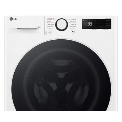 LG Пральна машина фронтальна, 8кг, 1200, A, 48см, дисплей, пара, інвертор, білий