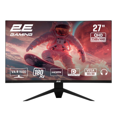 2E Gaming Монітор 27" G2725BV HDMI, DP, VA, 2560x1440, 180Hz, 1ms, CURVED, FreeSync