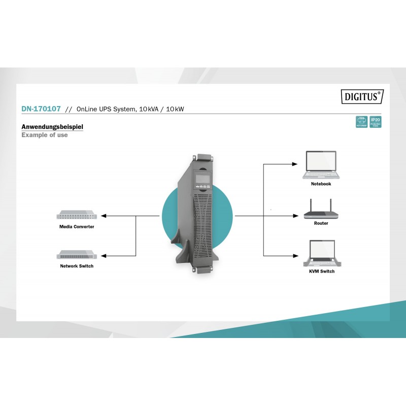 Digitus Силовий блок Power Module, 10kVA/10kW, LCD, Hardwire In/Out, RS232, USB, Rack/Tower