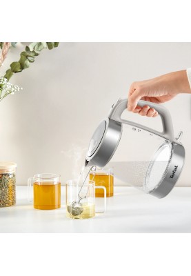 Tefal Електрочайник Glass Kettle 1.7л, скло, з підсвіткою, сріблясто-сірий