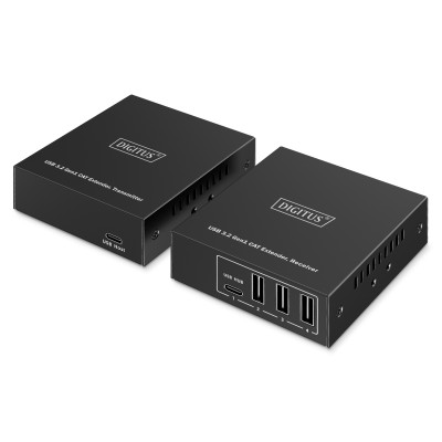 Digitus Підовжувач USB 3.2 Gen1, для використання з кабелем Cat6A, до 100 м, 3 х USB-A, 1 x USB-C, чорний