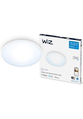 WiZ Світильник стельовий розумний SuperSlim Ceiling, 16W, 1500lm, 29,2см, 2700-6500K, Wi-Fi, білий