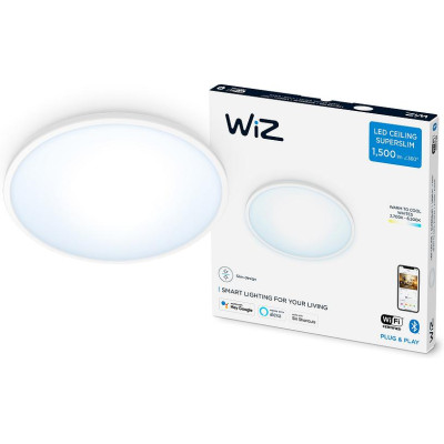 WiZ Світильник стельовий розумний SuperSlim Ceiling, 16W, 1500lm, 29,2см, 2700-6500K, Wi-Fi, білий