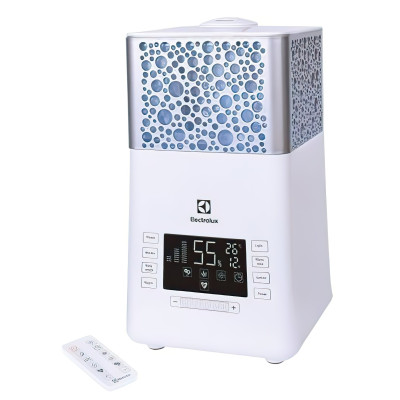 Electrolux Зволожувач повітря EHU-3715D 5 л, 50 м2, 450 мл/г, ультразвуковий, іонізатор, гігростат, аромакапсула, УФ лампа, стерилізація пари, підсвічування, пульт ДК, білий