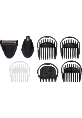 BaByliss Набір для стрижки, для бороди, вусів, голови, носа і тіла, акум., вібраційний мотор, насадок-8, чохол, сталь, сірий