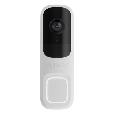 Ajax Відеодзвінок Doorbell, універсальне встановлення, 4 мп, 155° вертикальний 90° горизонтальний, іч 6м, дальнісь виявлення руху 4м, штучний інтелект, wi-fi, білий