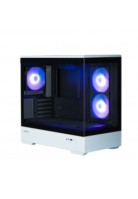 Zalman Корпус P30 без БР, 1xUSB3.0, 1xUSBType-C, 3x120мм ARGB, VGA 420мм, LCS ready, TG Side Panel, mATX, чорний/білий