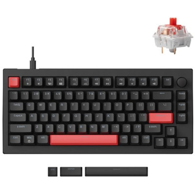 Lemokey Клавіатура механічна X4 84Key, Keychron Red, USB-A, QMK/VIA, Hot-Swap, EN/UKR, Red led, чорний