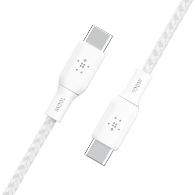 Belkin Кабель заряджання/синхронізації USB-С > USB-С 2м, 100Вт, плетений, білий